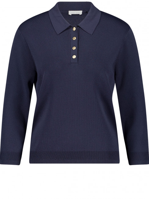 Finstickad tröja med krage marin från Gerry Weber