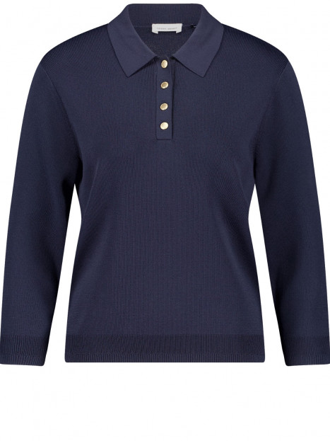 Finstickad tröja med krage marin från Gerry Weber