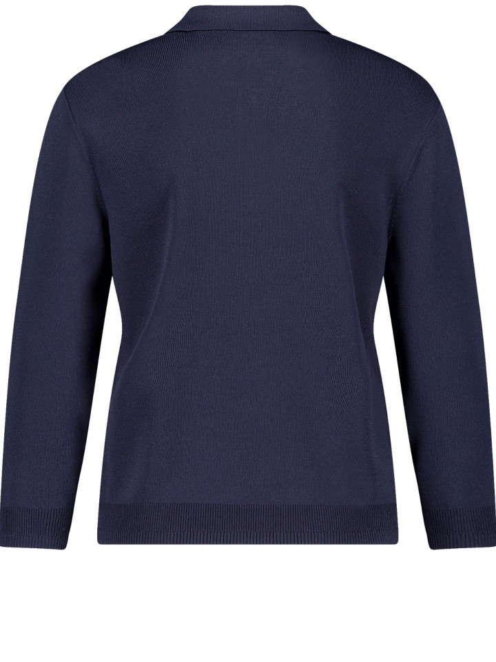 Finstickad tröja med krage marin från...