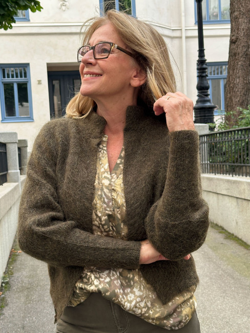 Mohairkofta grön melerad från Claire 2