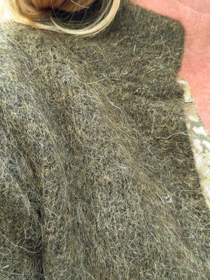 Mohairkofta grön melerad från Claire