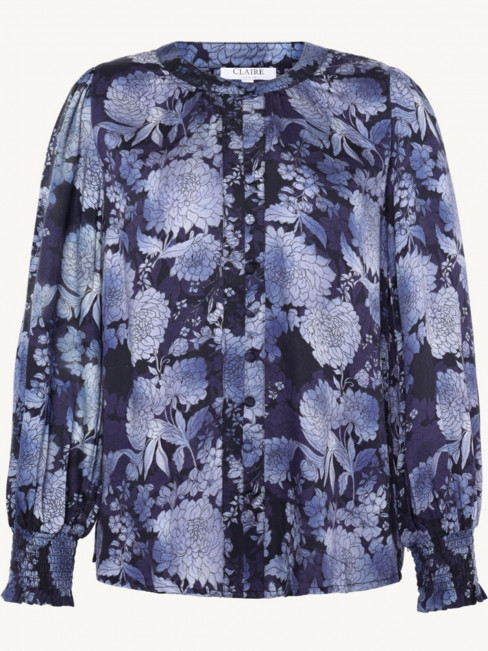 Viskosblus blå blom från Claire