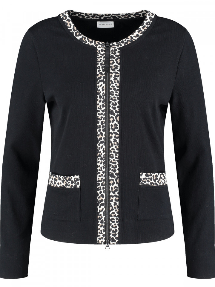 Finstickad kofta svart/leo från Gerry Weber