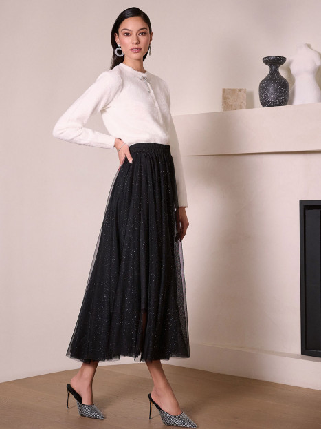 Ljuvlig tyllkjol med miniglitter svart från Joseph Ribkoff