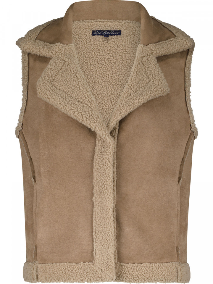 Teddyväst i mockaimitation mandel...