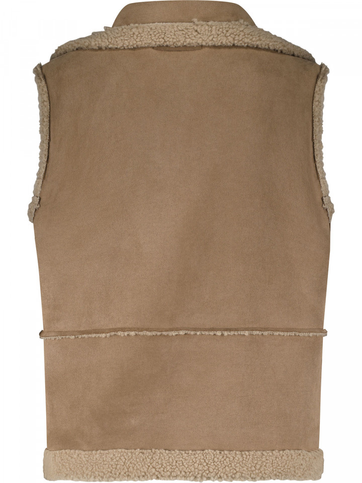 Teddyväst i mockaimitation mandel...