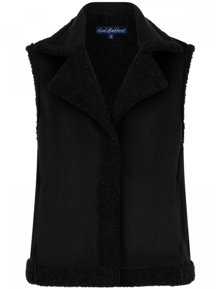 Teddyväst i mockaimitation svart från Red Button