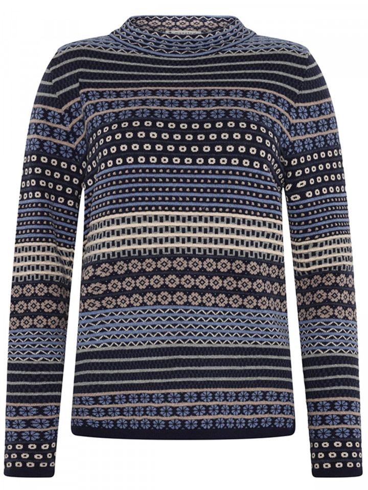 Mönsterstickad tröja beck blå från...