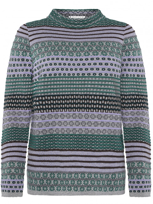 Tröja Beck grön/lila/grå från Mansted