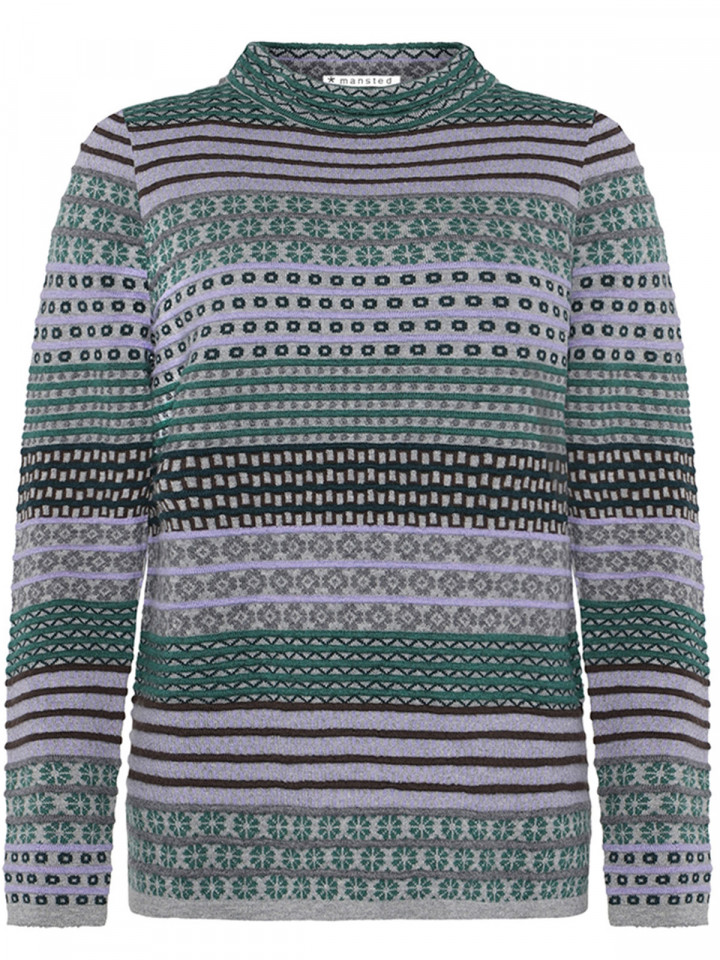 Tröja Beck grön/lila/grå från Mansted