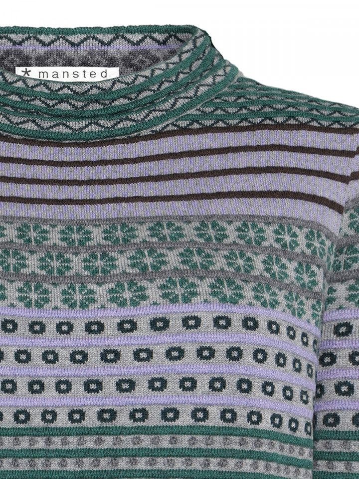 Tröja Beck grön/lila/grå från Mansted