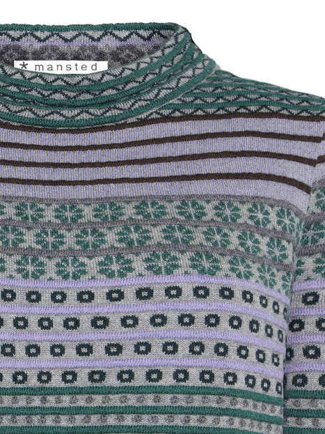 Tröja Beck grön/lila/grå från Mansted