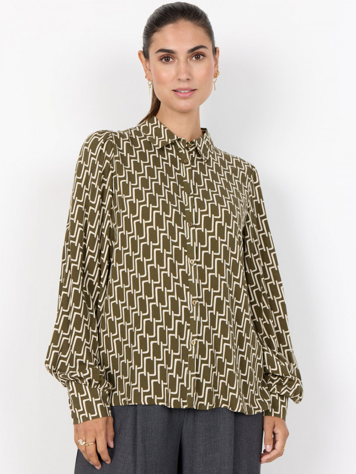 Viskosblus Varla olivgrön från SoyaConcept