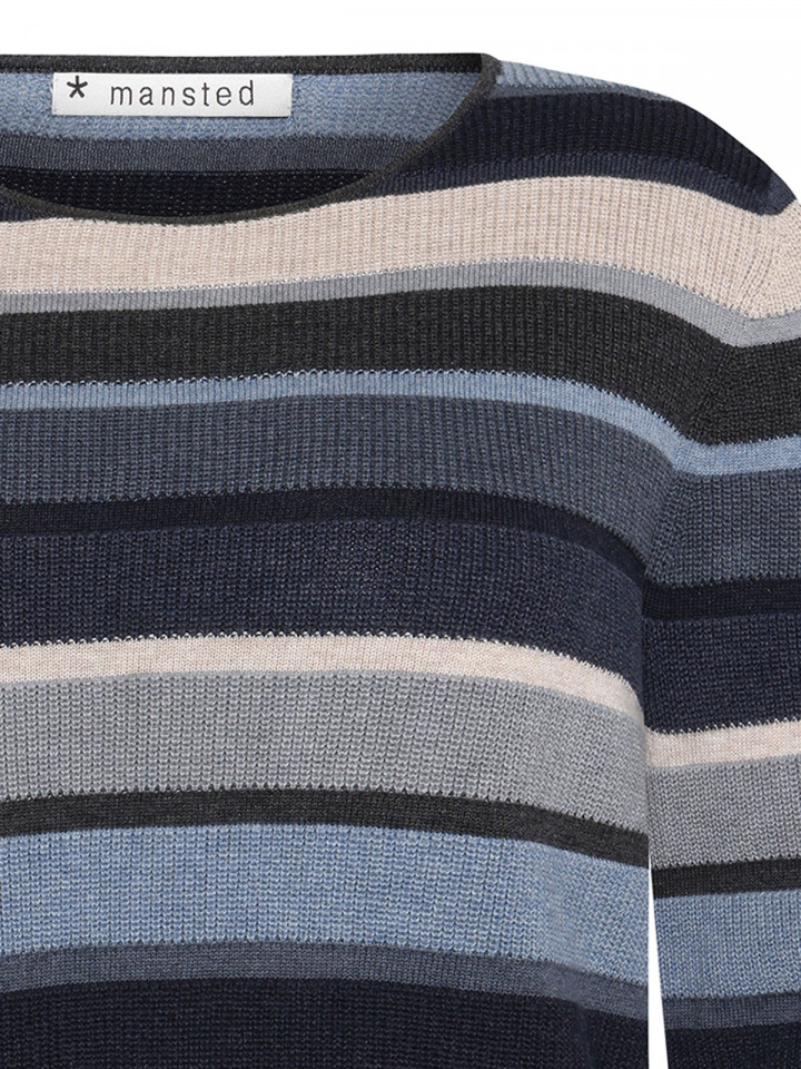 Finstickad tröja Mathilde randig blå...