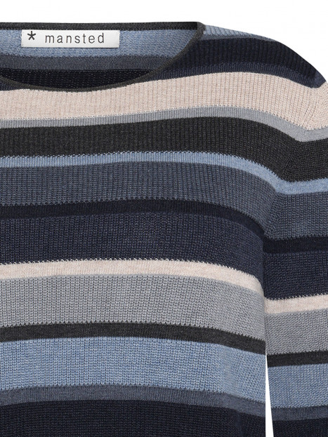 Finstickad tröja Mathilde randig blå från Mansted