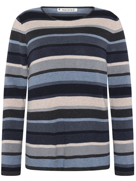 Finstickad tröja Mathilde randig blå från Mansted