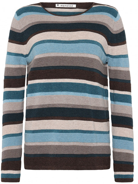 Finstickad tröja Mathilde randig blå/brun från Mansted