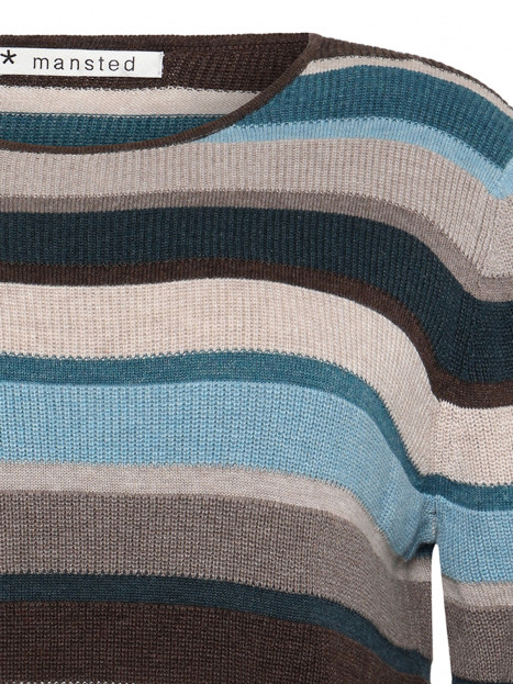 Finstickad tröja Mathilde randig blå/brun från Mansted