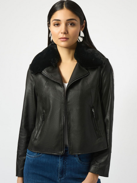 Jacka i skinnimitation svart från Joseph Ribkoff