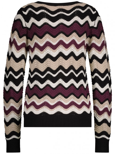 Mönsterstickad tröja nougat/vinröd från Red Button 2