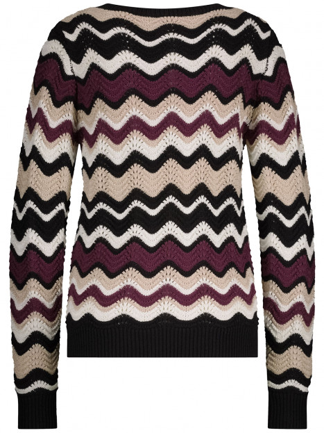 Mönsterstickad tröja nougat/vinröd från Red Button