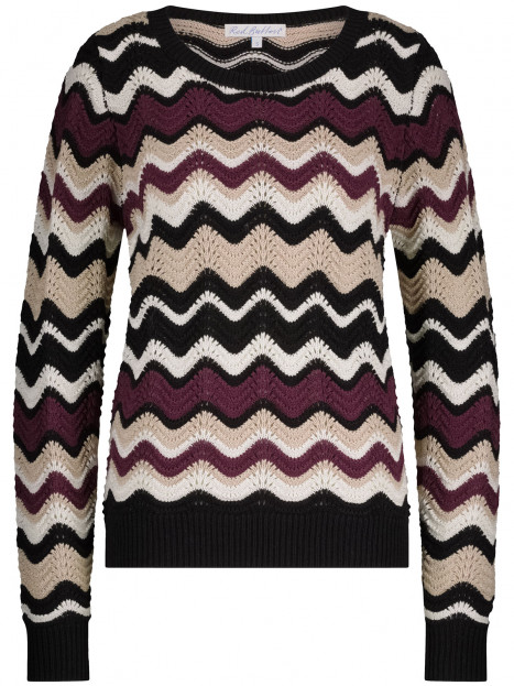 Mönsterstickad tröja nougat/vinröd från Red Button