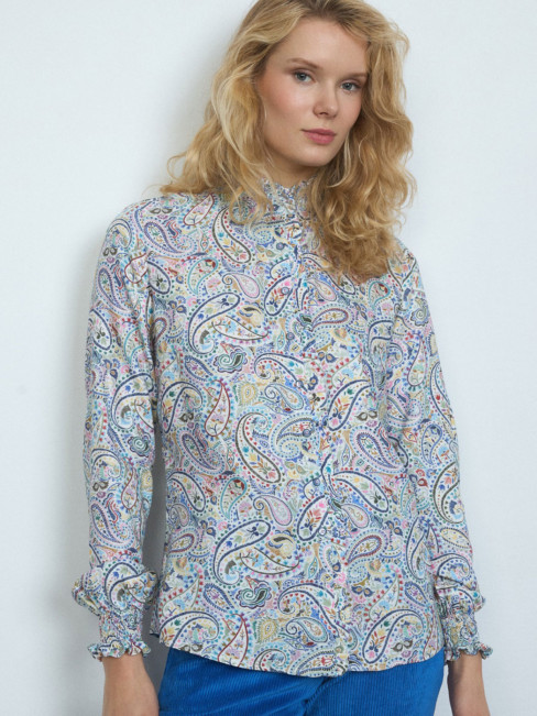 Viskosblus Escalona vit/multi från Bariloche