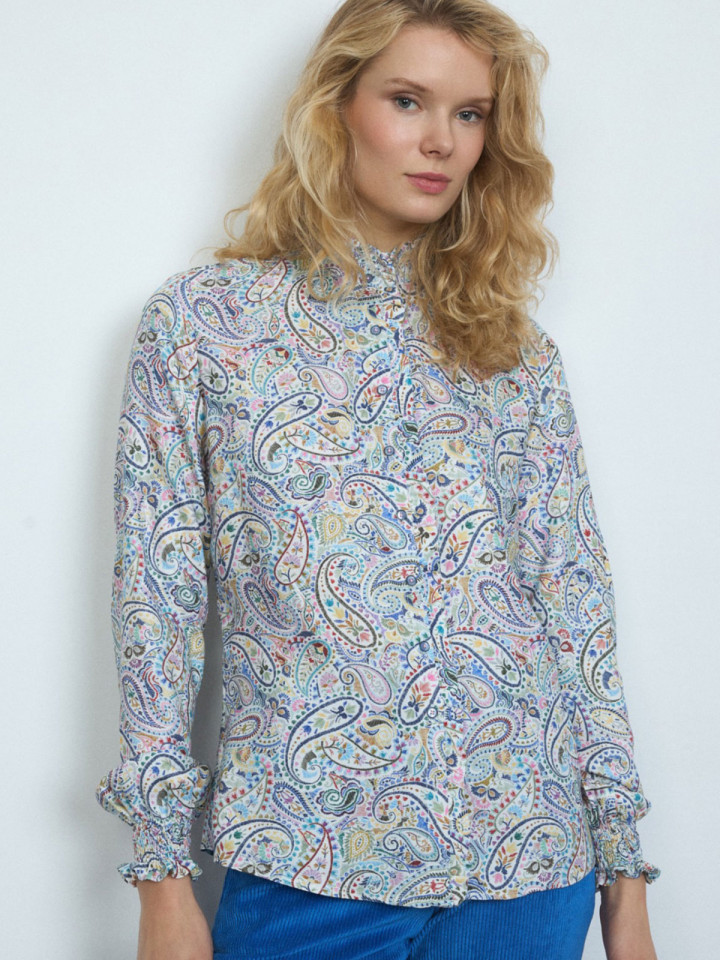 Viskosblus Escalona vit/multi från Bariloche