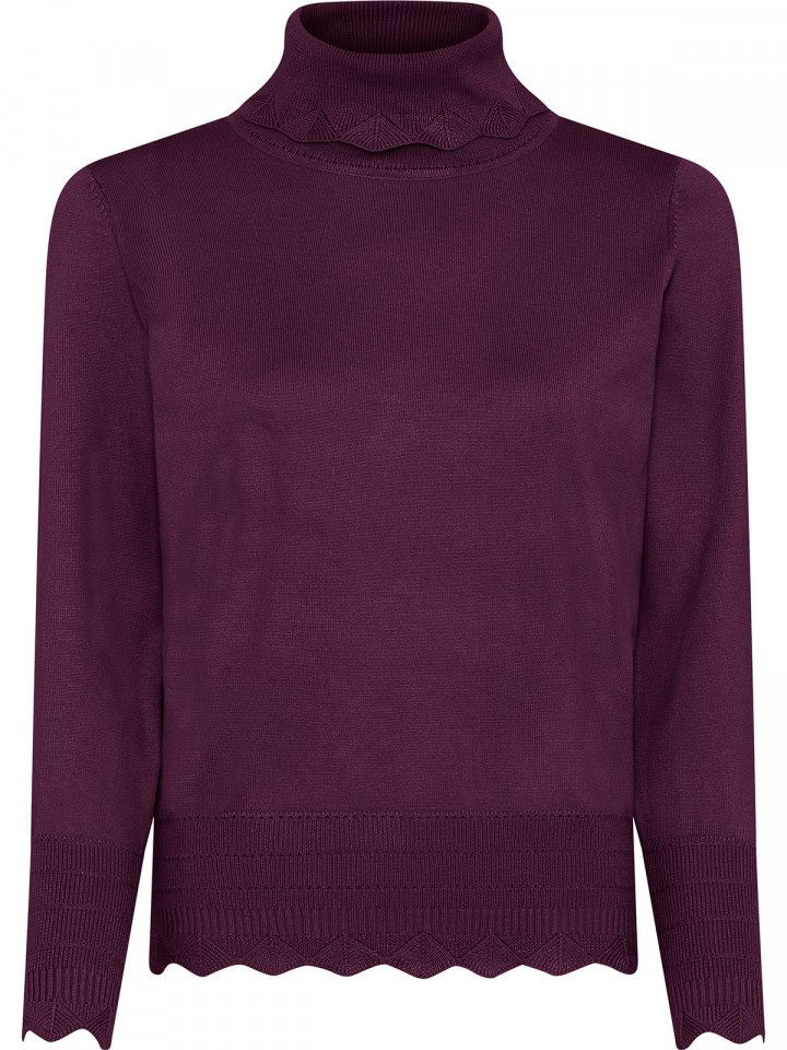 Fint mönsterstickad polo lila från Micha