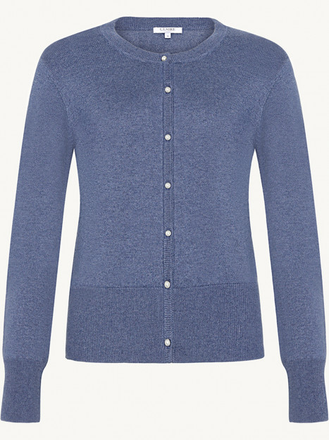 Finstickad kofta med pärlknappar blå från Claire