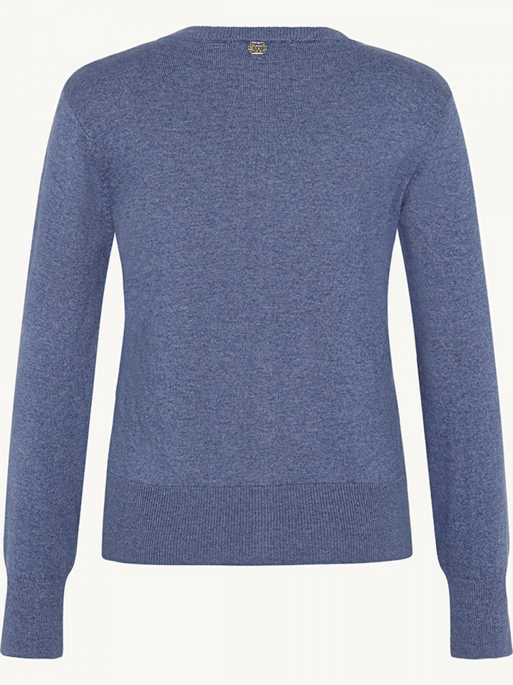 Finstickad kofta med pärlknappar blå...