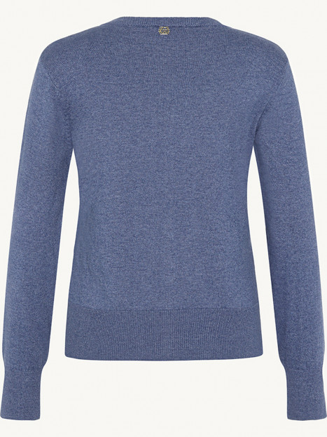 Finstickad kofta med pärlknappar blå från Claire