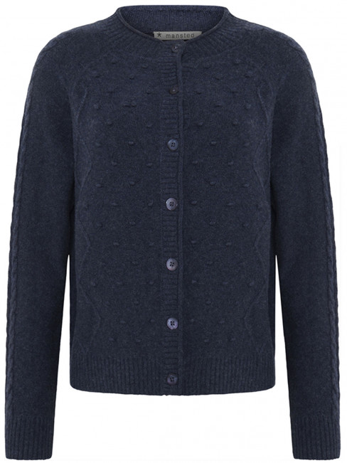 Mönsterstickad ullkofta Cabo blå från Mansted 2