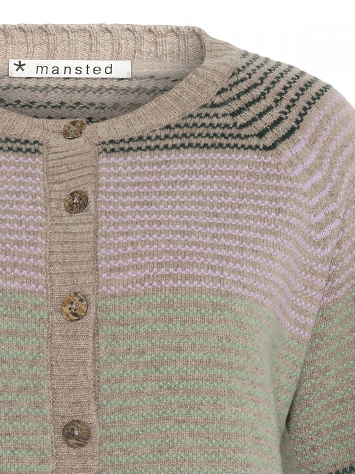 Mönsterstickad ullkofta Loire taupe...