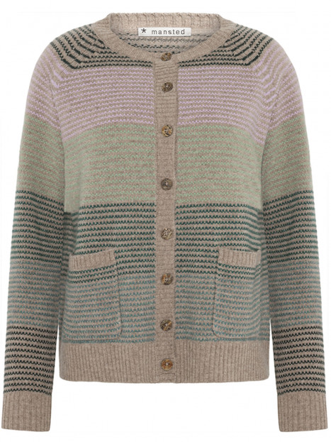 Mönsterstickad ullkofta Loire taupe från Mansted