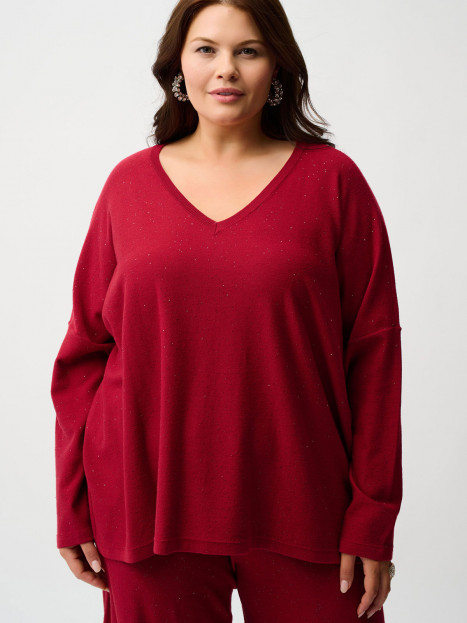 Finstickad tröja med minipaljetter röd från Joseph Ribkoff