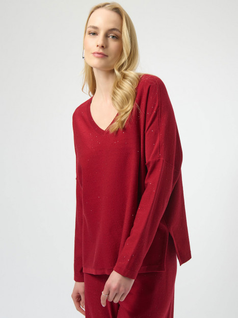 Finstickad tröja med minipaljetter röd från Joseph Ribkoff