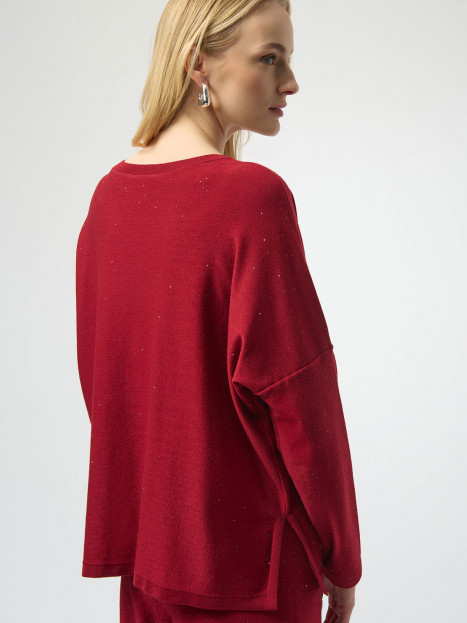 Finstickad tröja med minipaljetter röd från Joseph Ribkoff