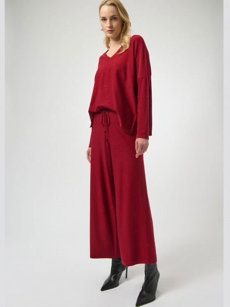 Finstickad tröja med minipaljetter röd från Joseph Ribkoff