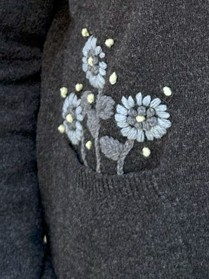 Ullkofta med broderi Florence mörkgrå...