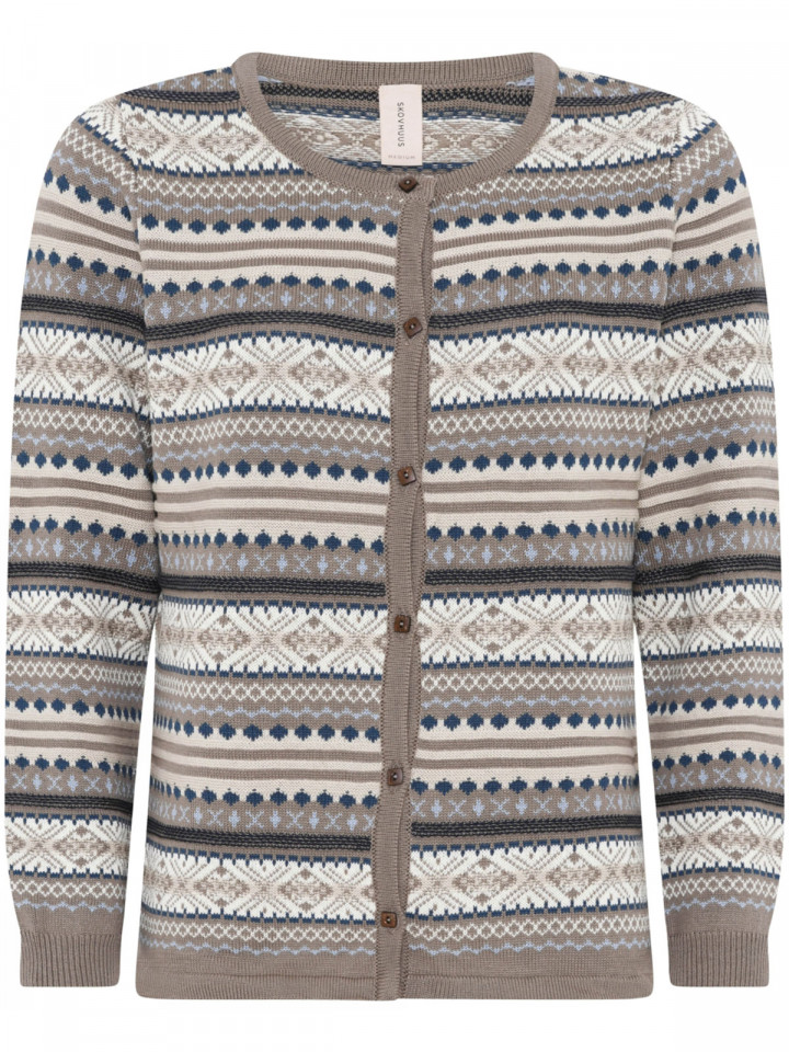 Kofta taupe mönster/randig från Skovhuus