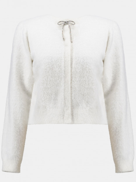 Borstad kofta med strassrosett gräddvit från Joseph Ribkoff