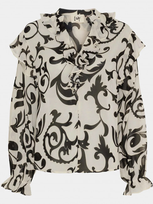 Chiffongblus Vibse Flounce Empire svart/vit från Isay 2