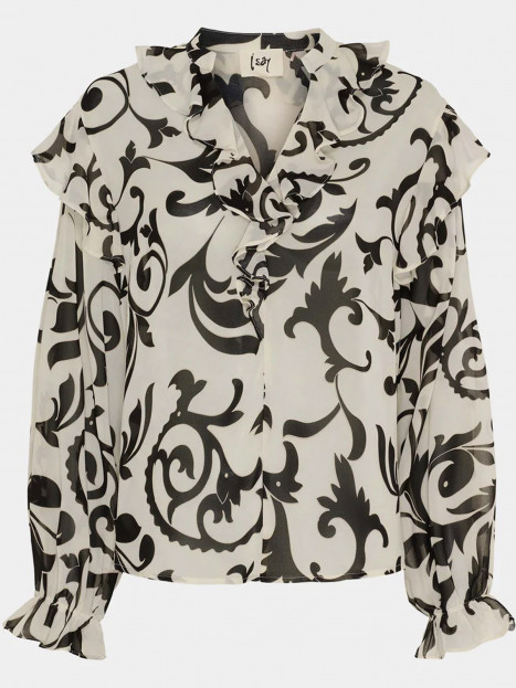 Chiffongblus Vibse Flounce Empire svart/vit från Isay