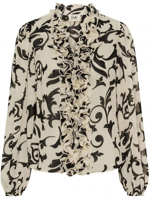 Chiffongblus Vibse Ruffle Empire svart/vit från Isay