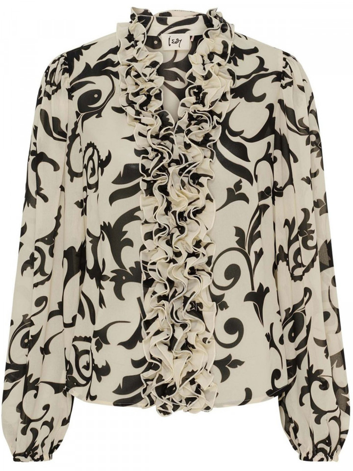 Chiffongblus Vibse Ruffle Empire svart/vit från Isay