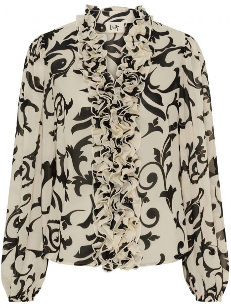 Chiffongblus Vibse Ruffle Empire svart/vit från Isay