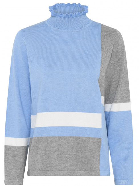 Finstickad polo blå från Micha