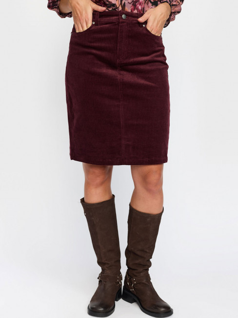 Manchesterkjol i jeanskjolsmodell vinröd från 2-BIZ