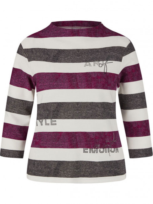 Strukturerad trikåtopp lila/grå med strass från Rabe